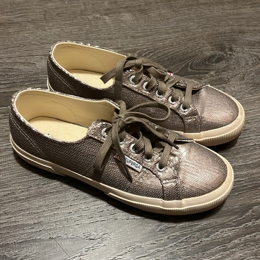 Superga metallic bronze sequin sneakers gymshoes 7.5 - Picture 2 of 7